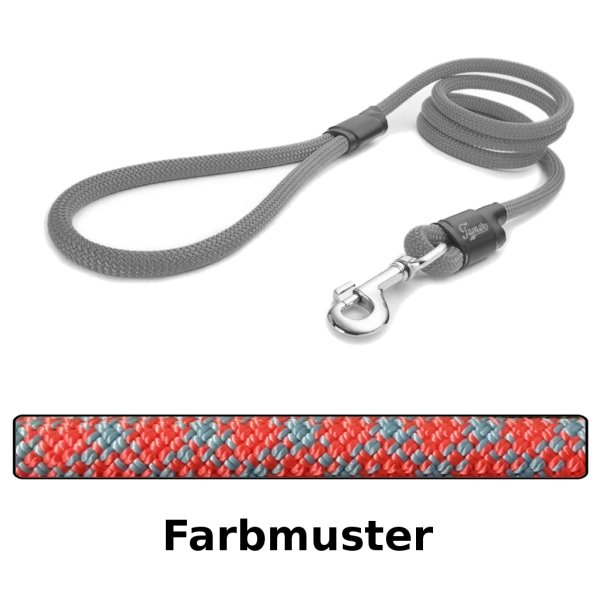 klassische Hundeleine - L - 145cm - rot und graue Kreuze